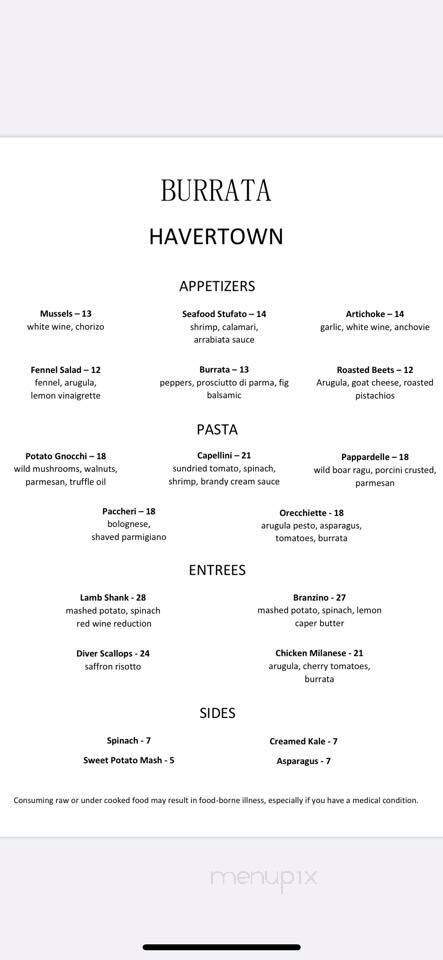 Burrata Havertown - Havertown, PA menu_pic