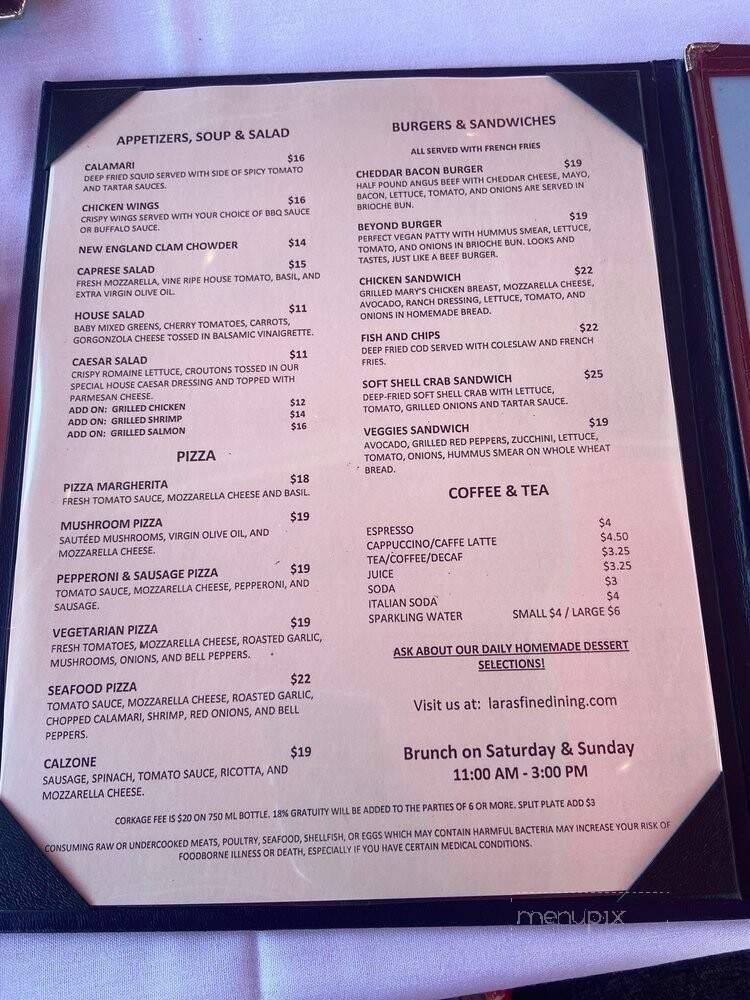Lara's Fine Dining - Richmond, CA menu_pic