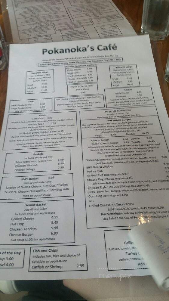 Pokanoka's Cafe - Shabbona, IL menu_pic