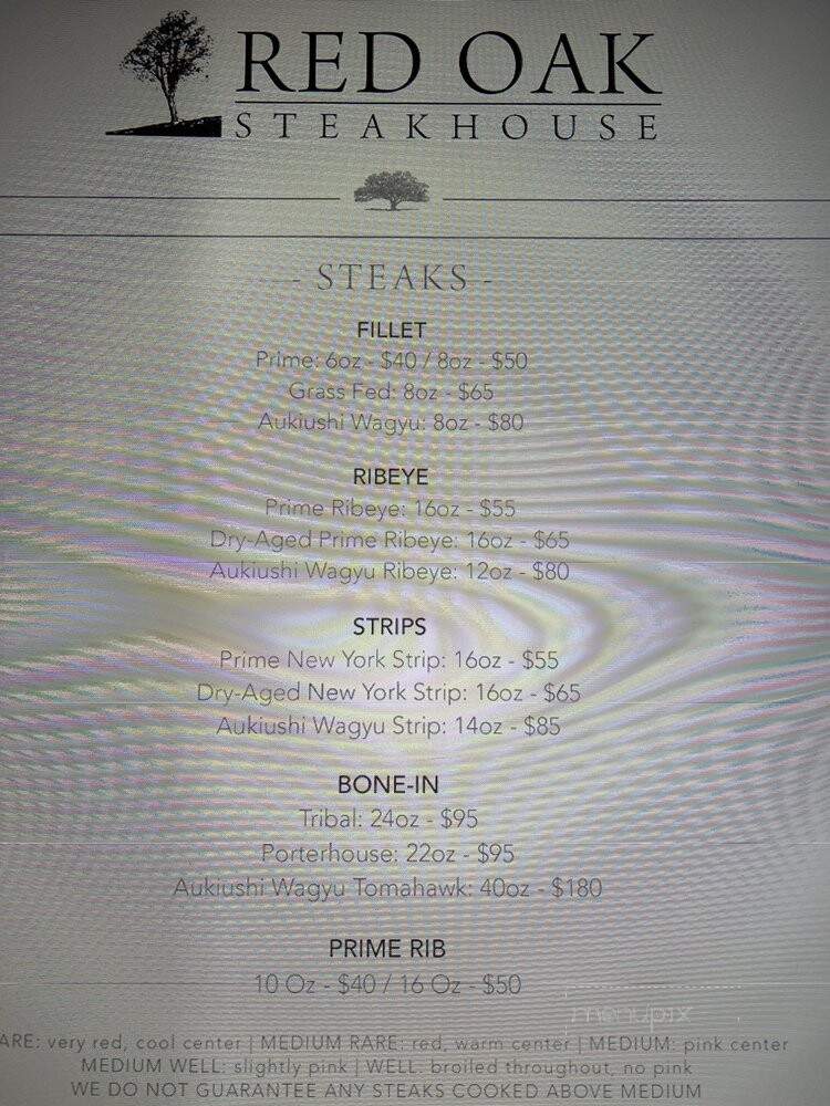 Red Oak Steakhouse - Quapaw, OK menu_pic