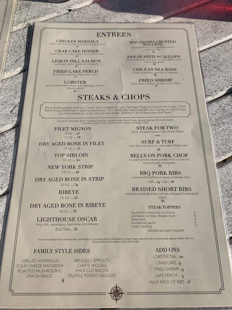 Lighthouse Restaurant - Cedar Lake, IN menu_pic