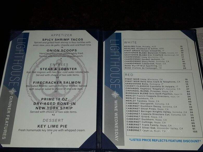 Lighthouse Restaurant - Cedar Lake, IN menu_pic