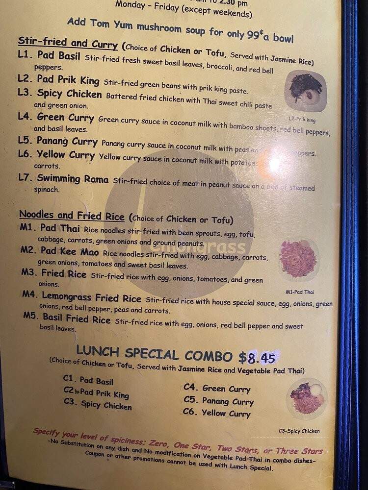 Lemongrass Thai - Edmond, OK menu_pic