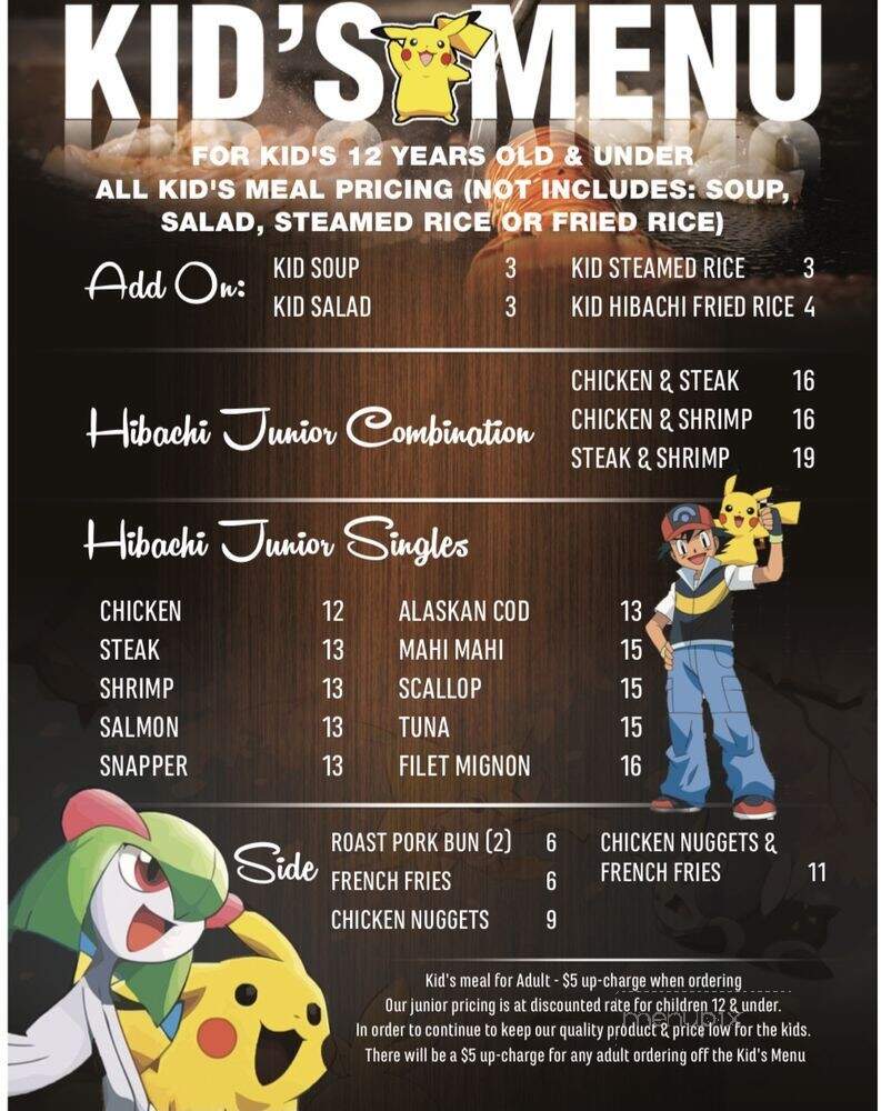 Hibachi Teppanyaki and Sushi - Burleson, TX menu_pic
