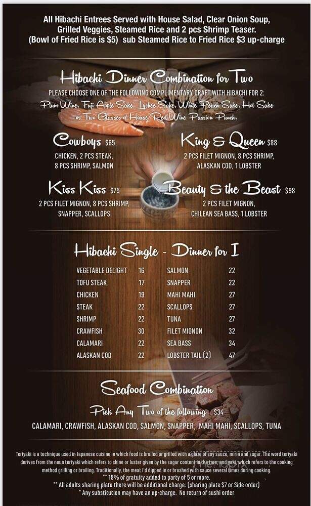 Hibachi Teppanyaki and Sushi - Burleson, TX menu_pic