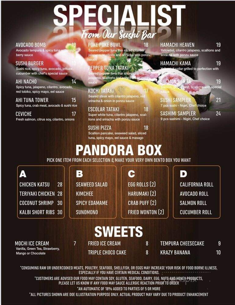 Hibachi Teppanyaki and Sushi - Burleson, TX menu_pic