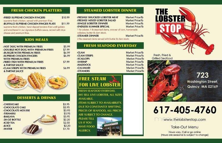The Lobster Stop - Quincy, MA menu_pic