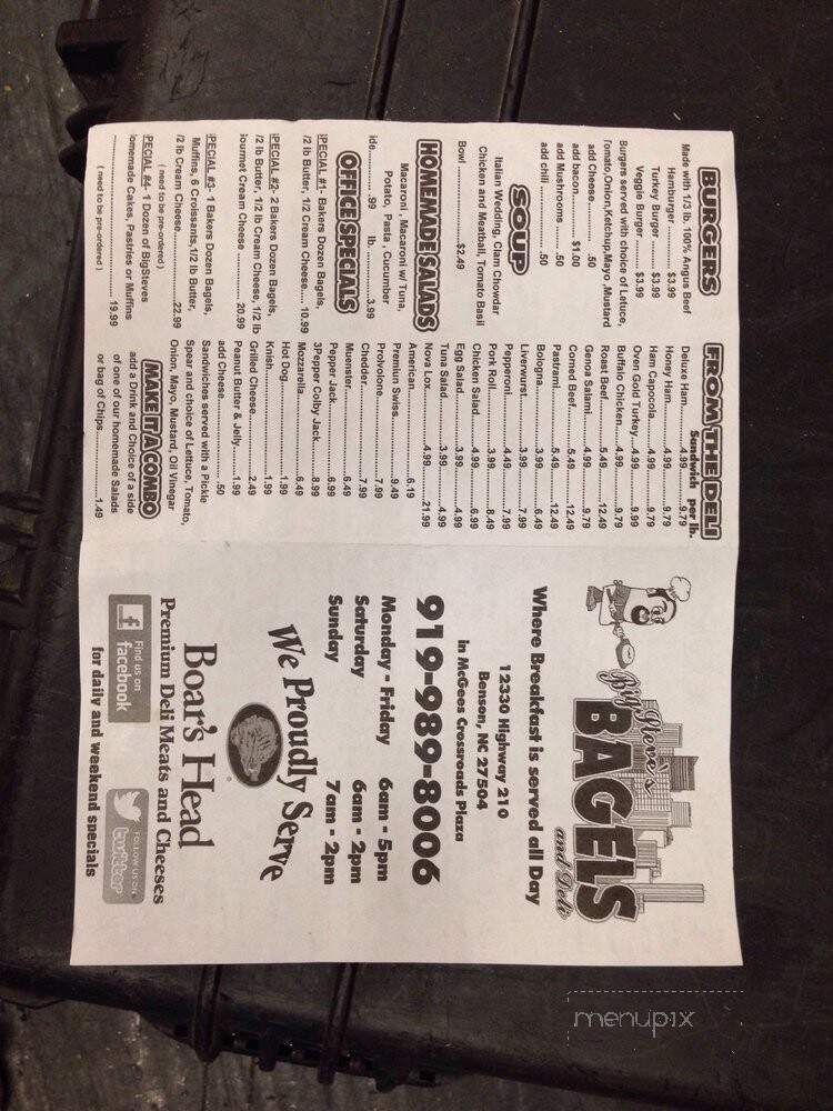 Big Steve's Bagels - Benson, NC menu_pic