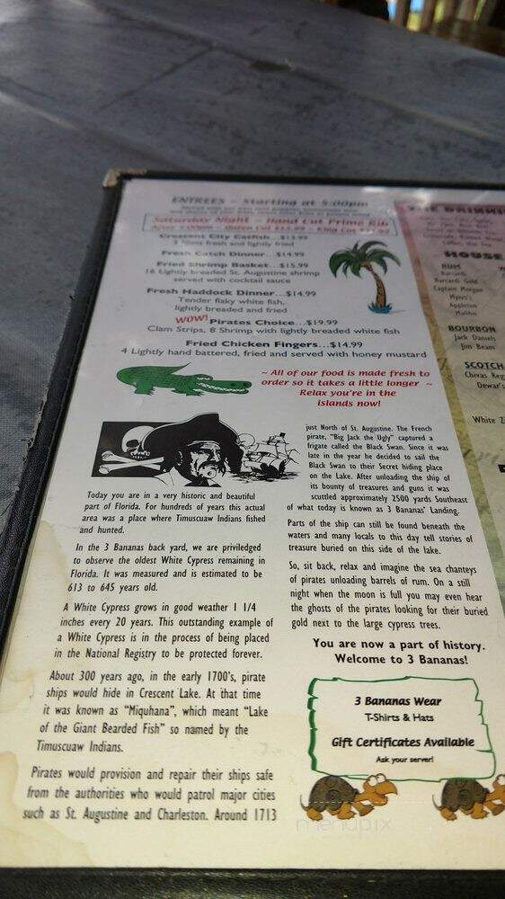 Three Banana's - Crescent City, FL menu_pic
