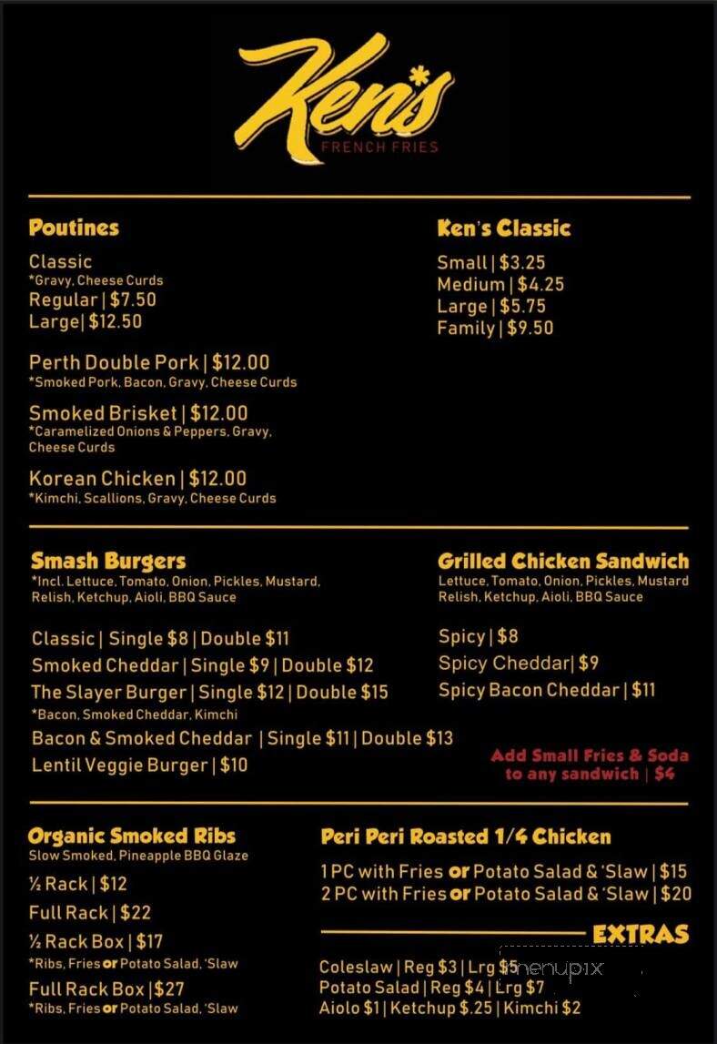 Ken's French Fries - Stratford, ON menu_pic