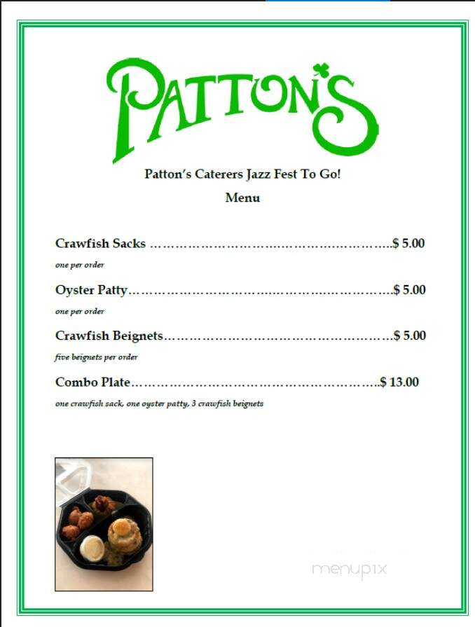 Patton's - Slidell, LA menu_pic