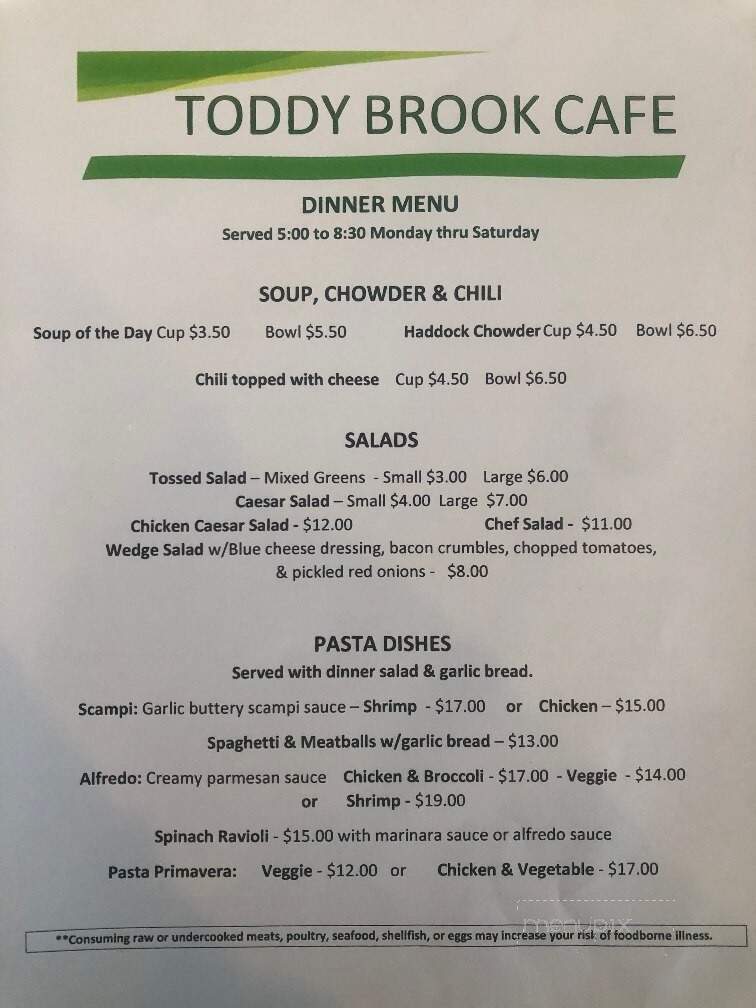 Toddy Brook Golf Course - North Yarmouth, ME menu_pic