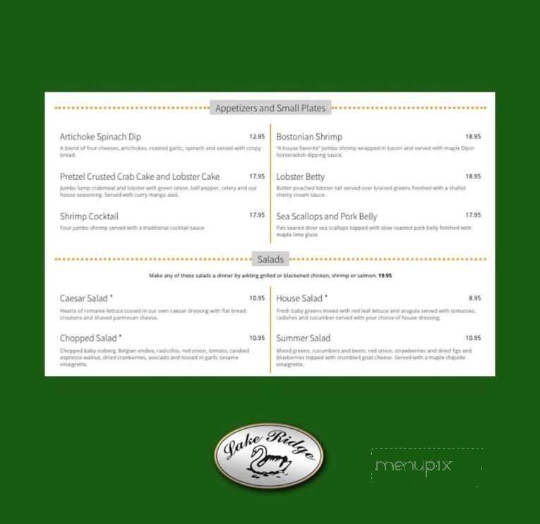 Lake Ridge Restaurant - Round Lake, NY menu_pic