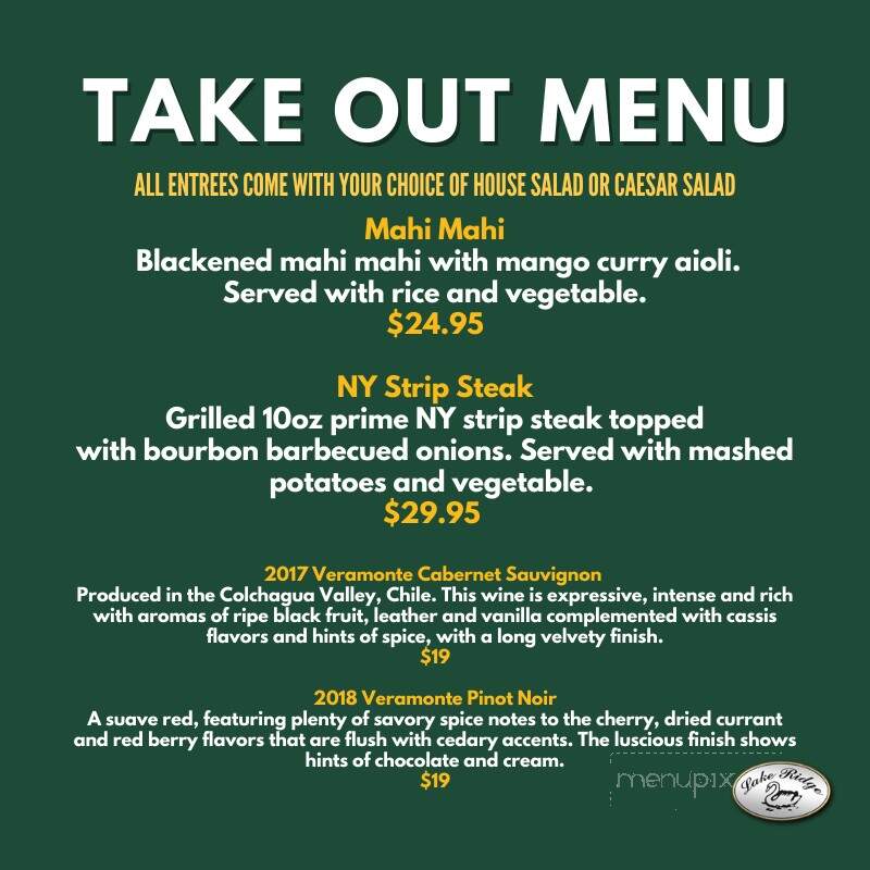 Lake Ridge Restaurant - Round Lake, NY menu_pic