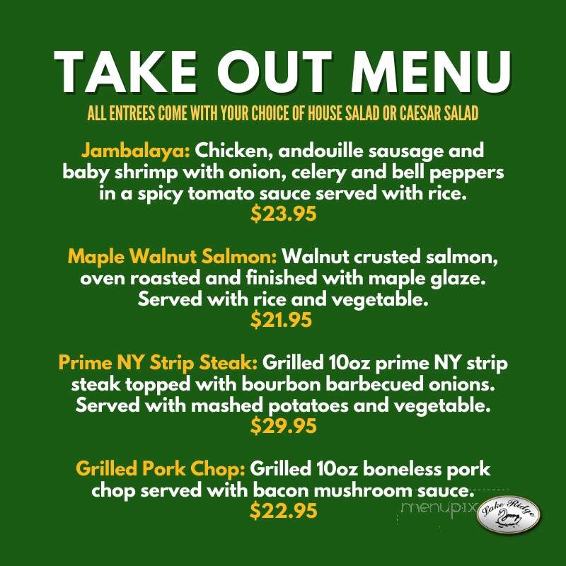 Lake Ridge Restaurant - Round Lake, NY menu_pic