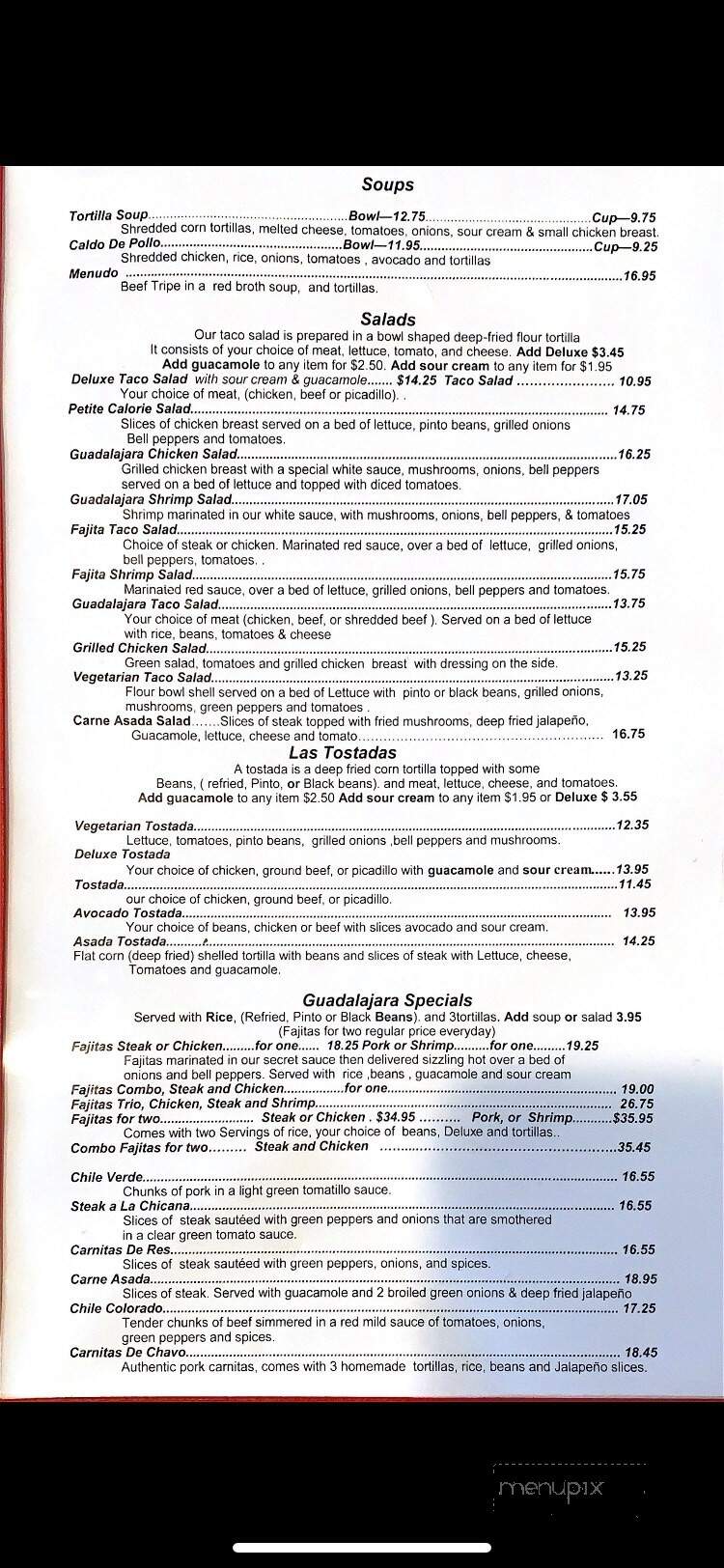 Guadalajara - Woodland, WA menu_pic