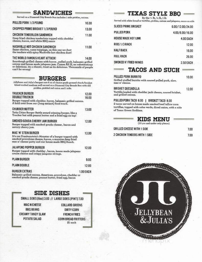 Jellybean and Julia's - Anoka, MN menu_pic