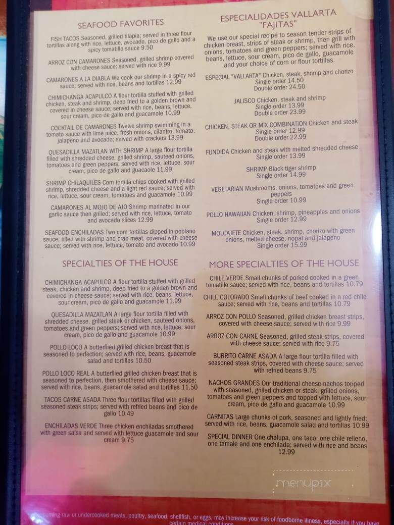 El Vallarta - Evansville, WI menu_pic