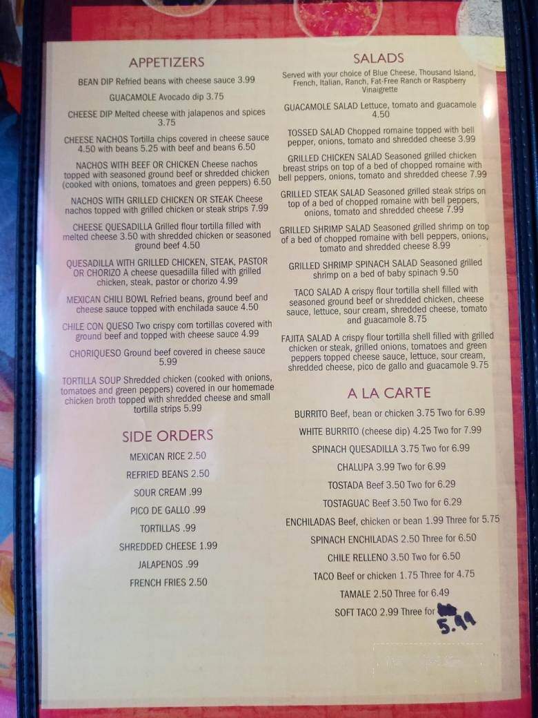 El Vallarta - Evansville, WI menu_pic