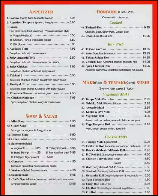 Eko-Ya Sushi - Delta, BC menu_pic