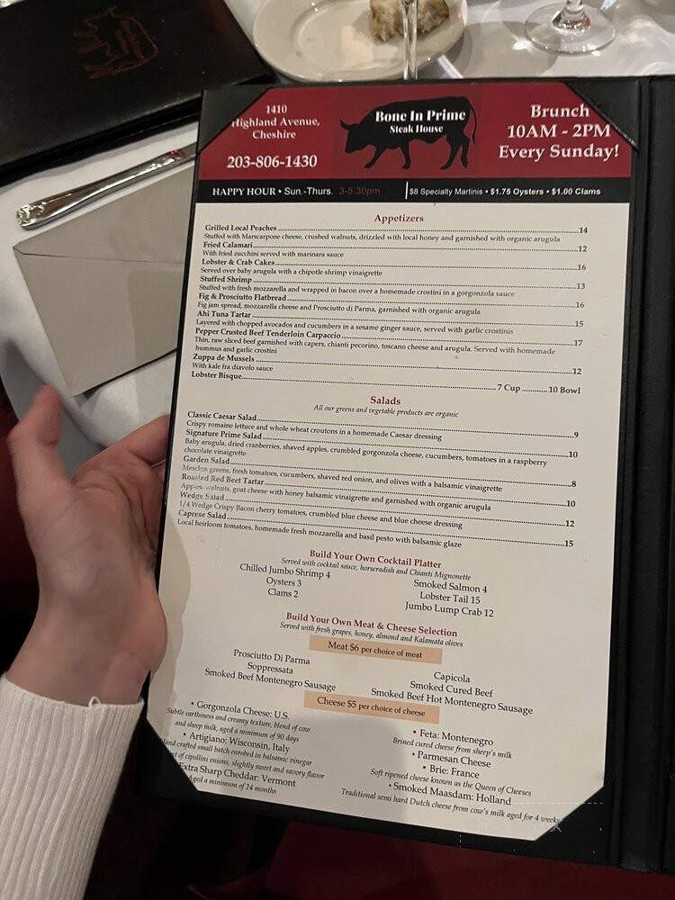 Bone in Prime Steak House - Cheshire, CT menu_pic