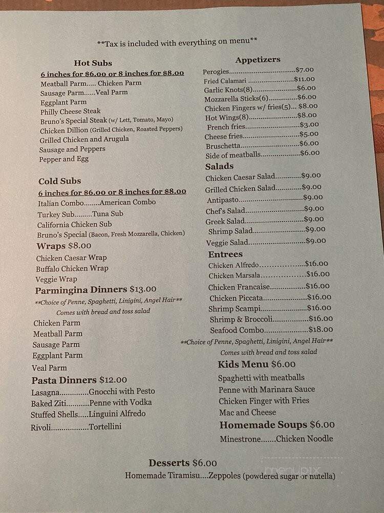 Bruno's Pizza - Hackettstown, NJ menu_pic