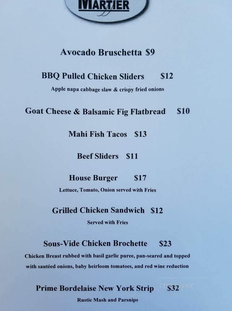 Cafe Martier - Stuart, FL menu_pic