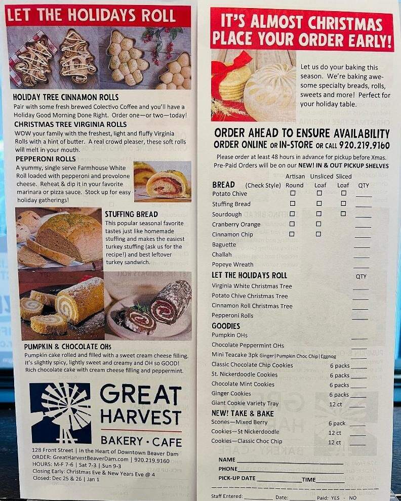 Great Harvest Beaver Dam - Beaver Dam, WI menu_pic