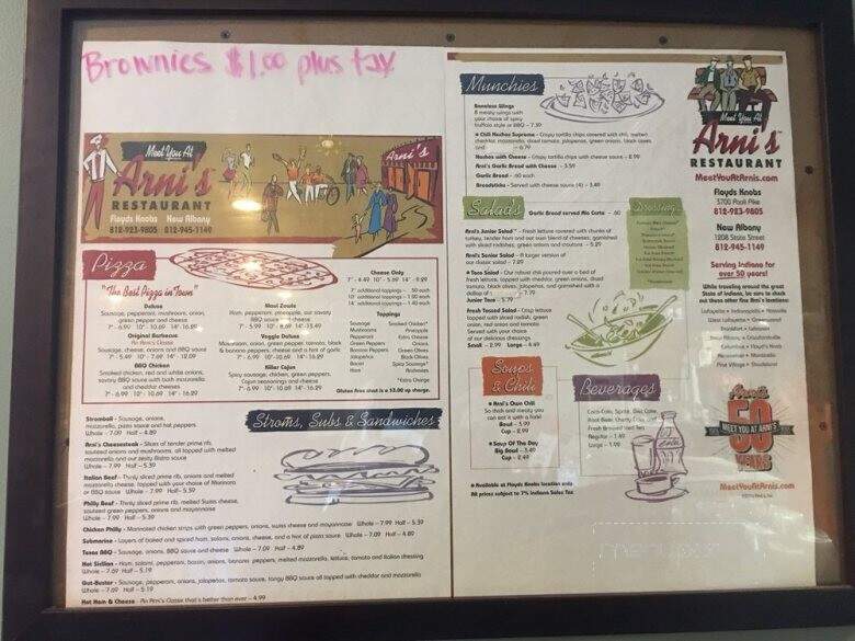 Arni's Pizza - Floyds Knobs, IN menu_pic