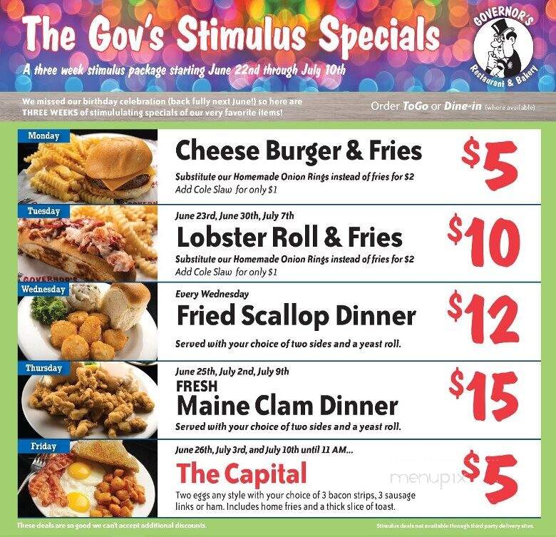 Governors Restaurant - Ellsworth, ME menu_pic