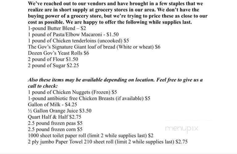 Governors Restaurant - Ellsworth, ME menu_pic