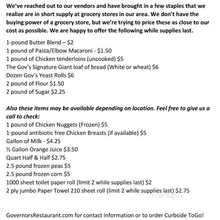 Governors Restaurant - Ellsworth, ME menu_pic