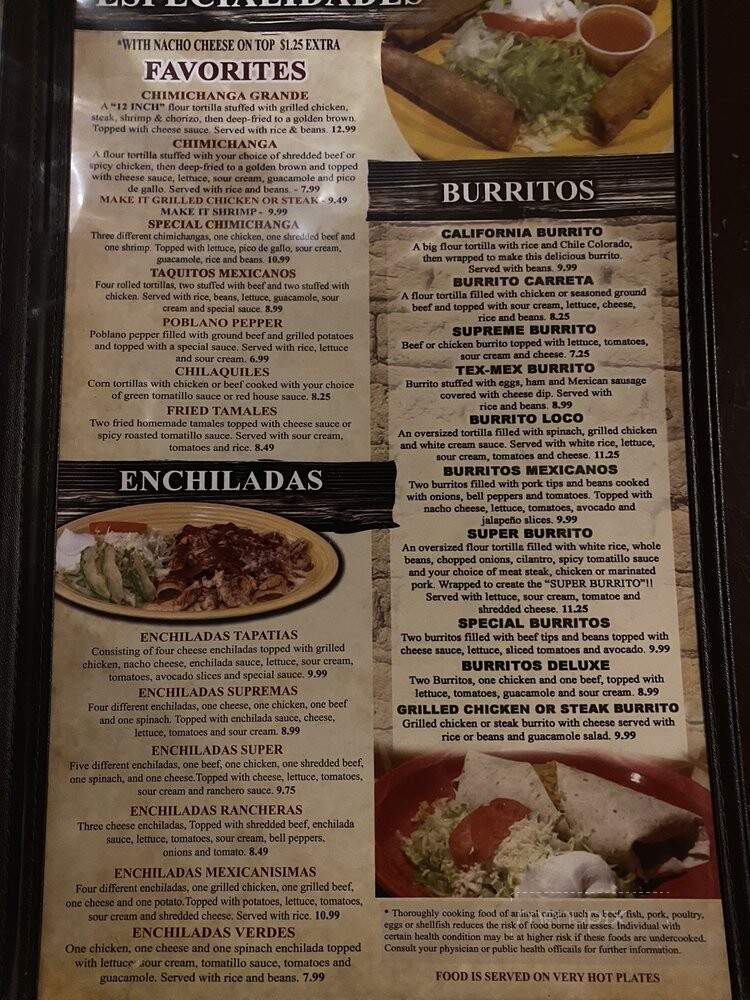 La Carreta Grille - Medina, TN menu_pic