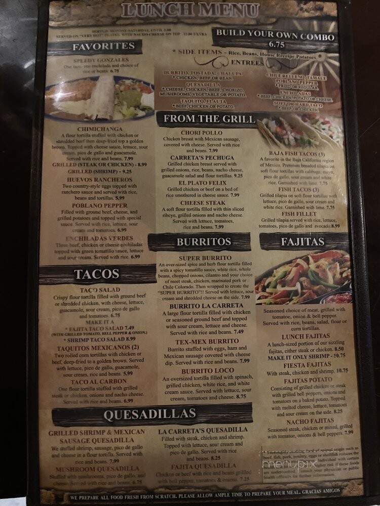 La Carreta Grille - Medina, TN menu_pic