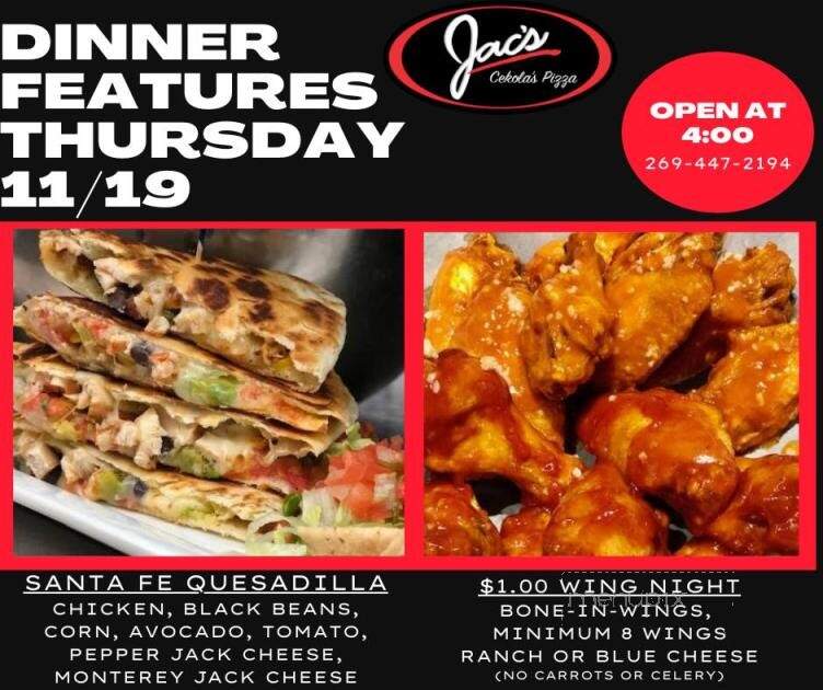 Jac's Cekola's Pizza - Portage, MI menu_pic