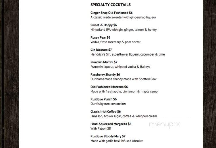 Rustique Pizzeria and Lounge - Suamico, WI menu_pic