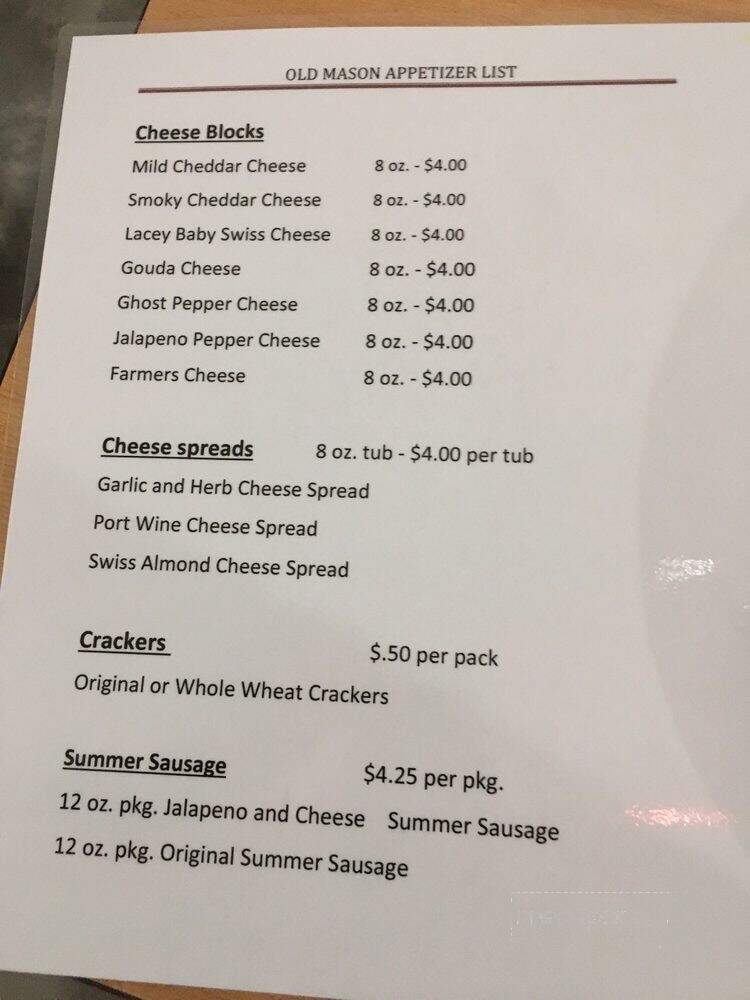 Old Mason Winery and Vineyard Inc. - West Milton, OH menu_pic
