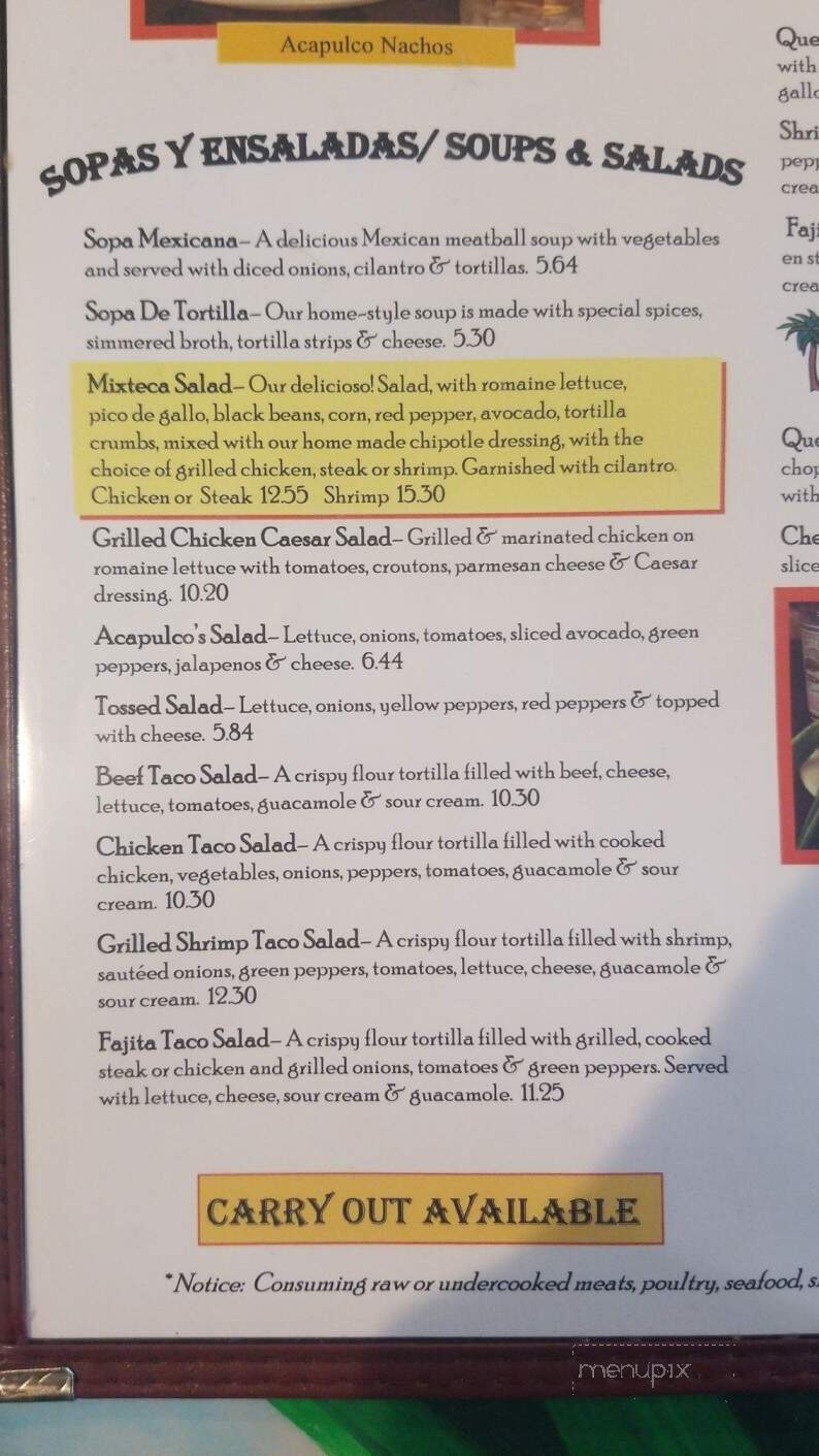 Acapulco Mexican Grill - Hamilton, IN menu_pic