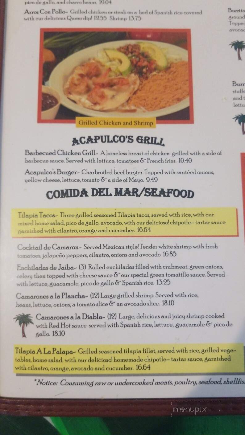 Acapulco Mexican Grill - Hamilton, IN menu_pic