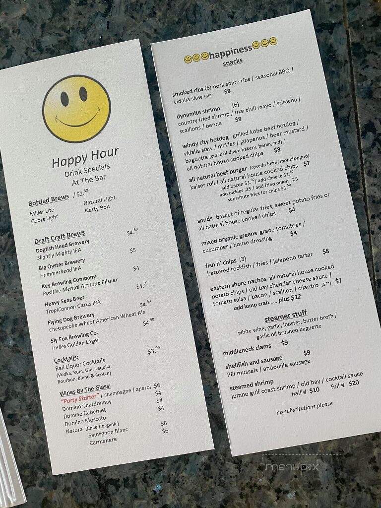 The Shark on the Harbor - Ocean City, MD menu_pic