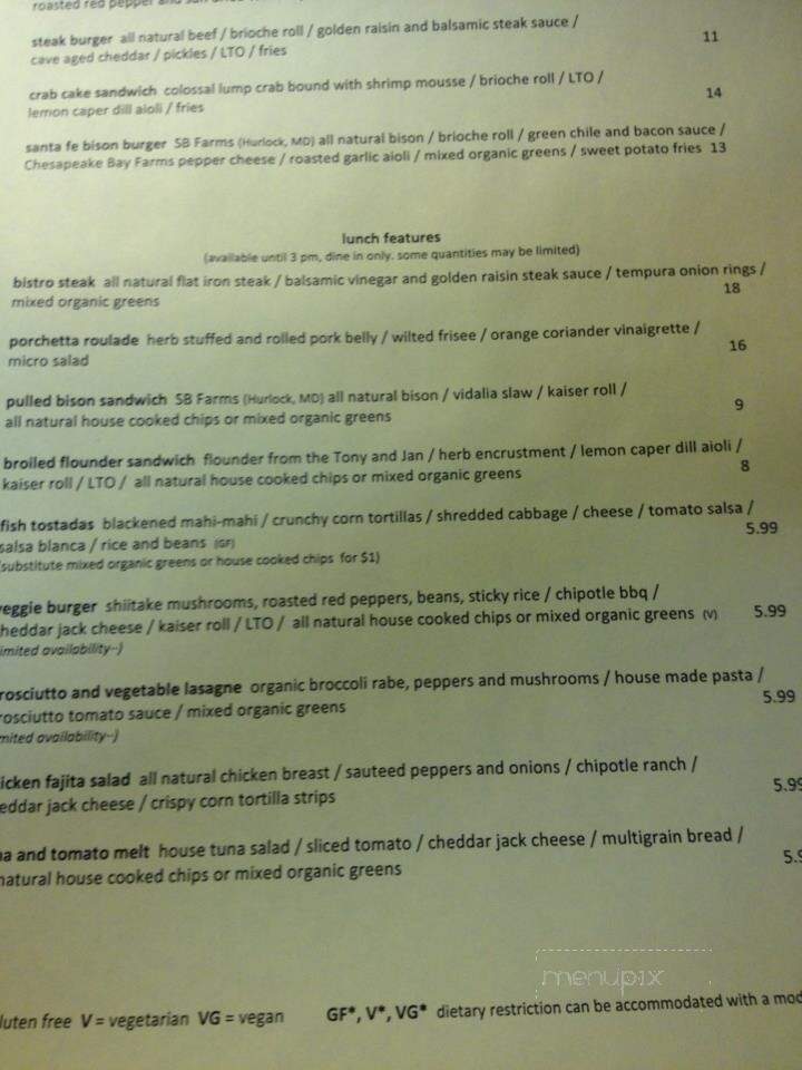 The Shark on the Harbor - Ocean City, MD menu_pic