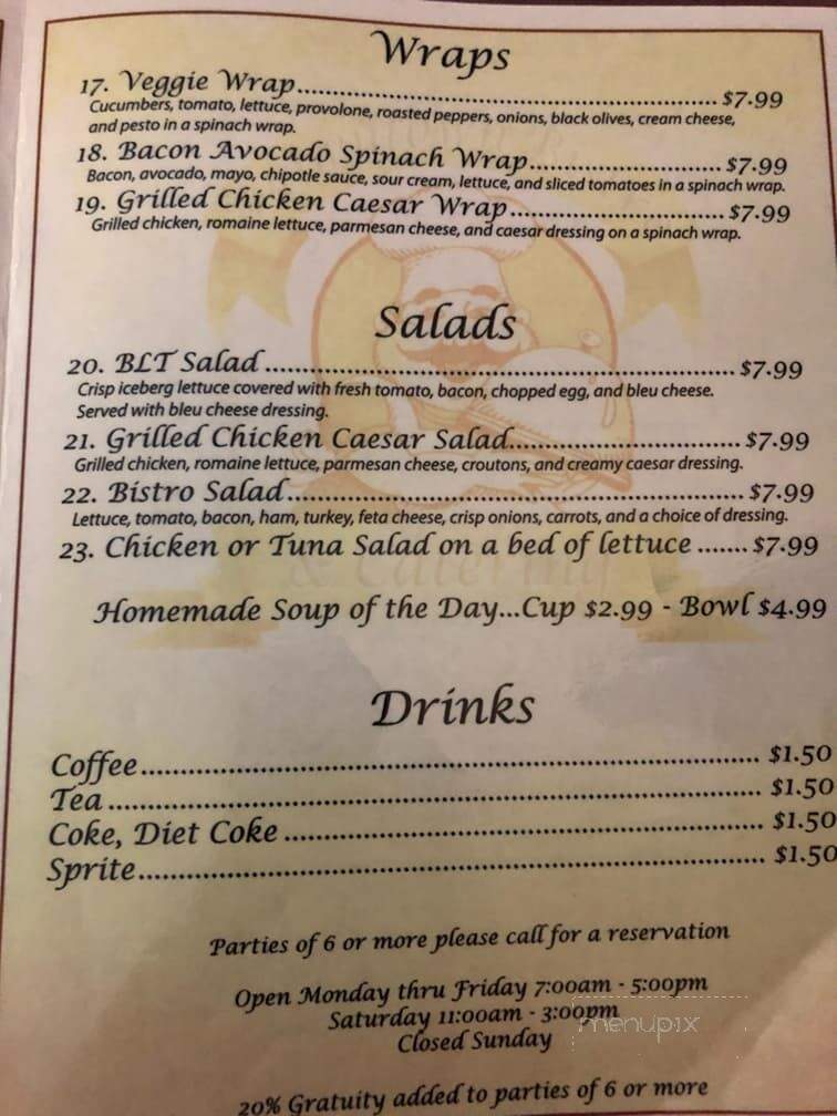 Downtown Bistro - Vidalia, GA menu_pic