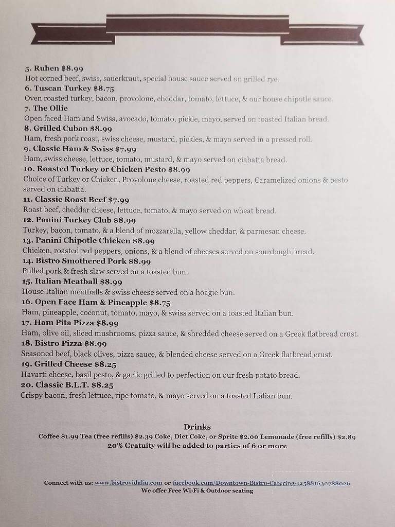 Downtown Bistro - Vidalia, GA menu_pic