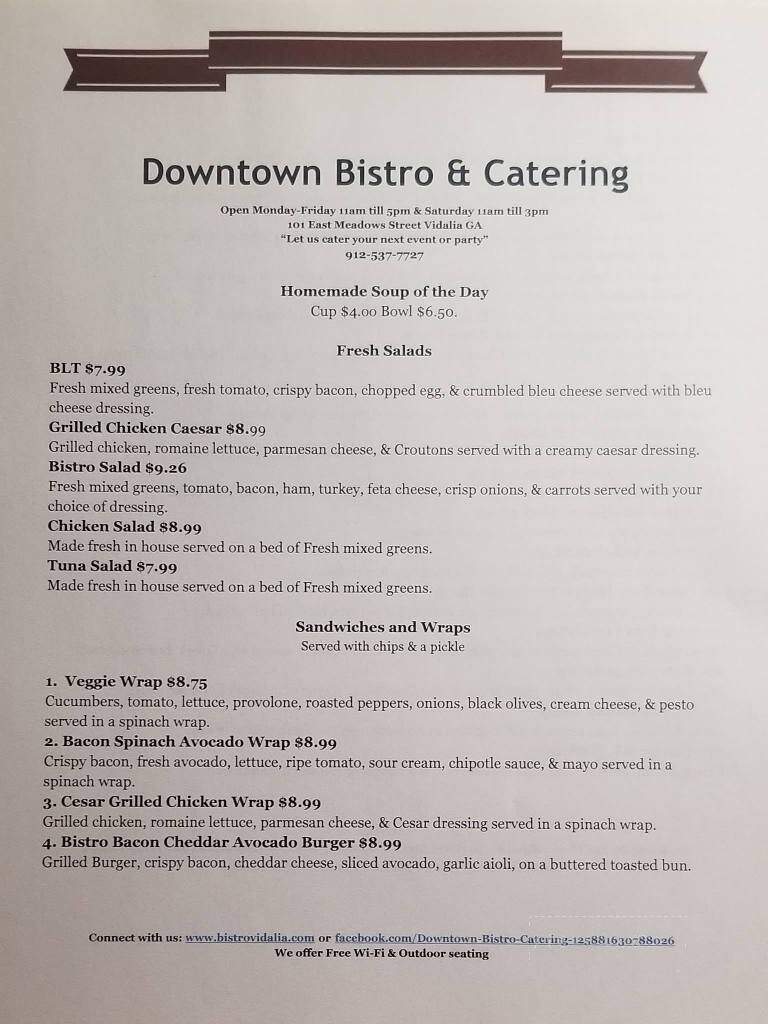 Downtown Bistro - Vidalia, GA menu_pic