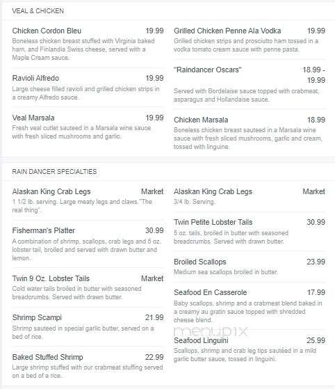 Raindancer Steak Parlour - Amsterdam, NY menu_pic