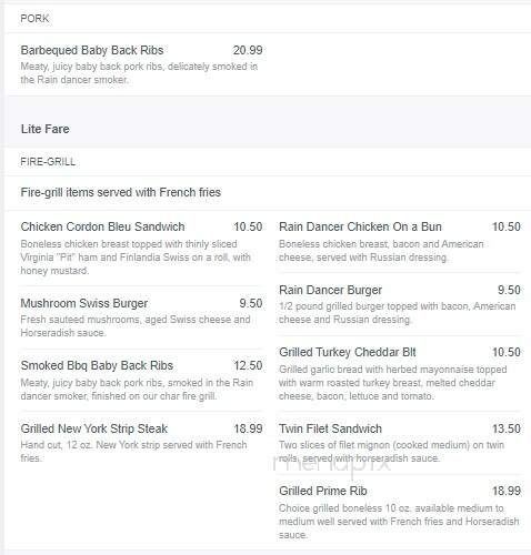 Raindancer Steak Parlour - Amsterdam, NY menu_pic