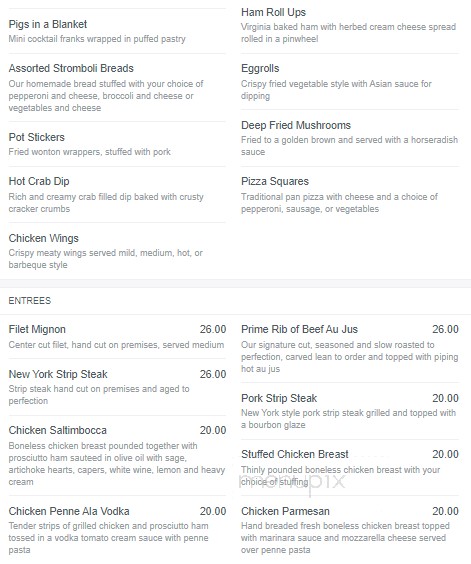 Raindancer Steak Parlour - Amsterdam, NY menu_pic