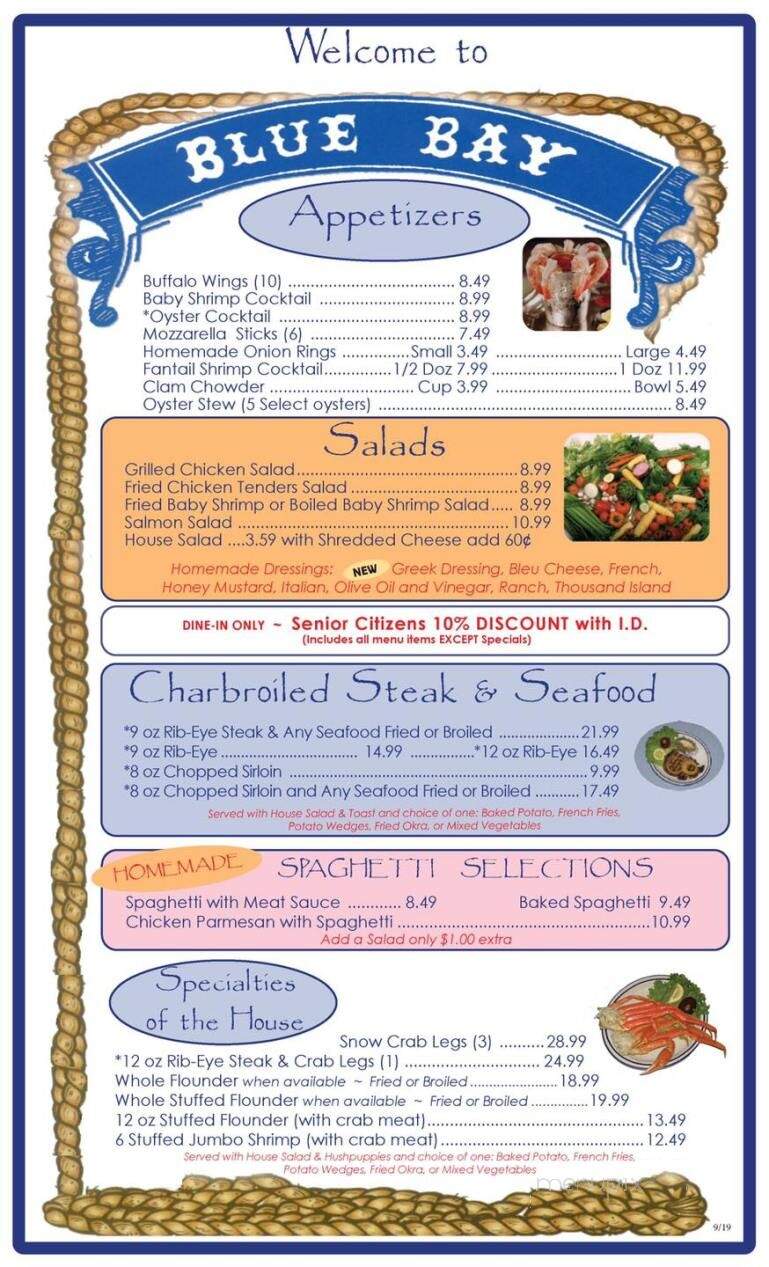 Blue Bay Seafood Restaurant - Salisbury, NC menu_pic