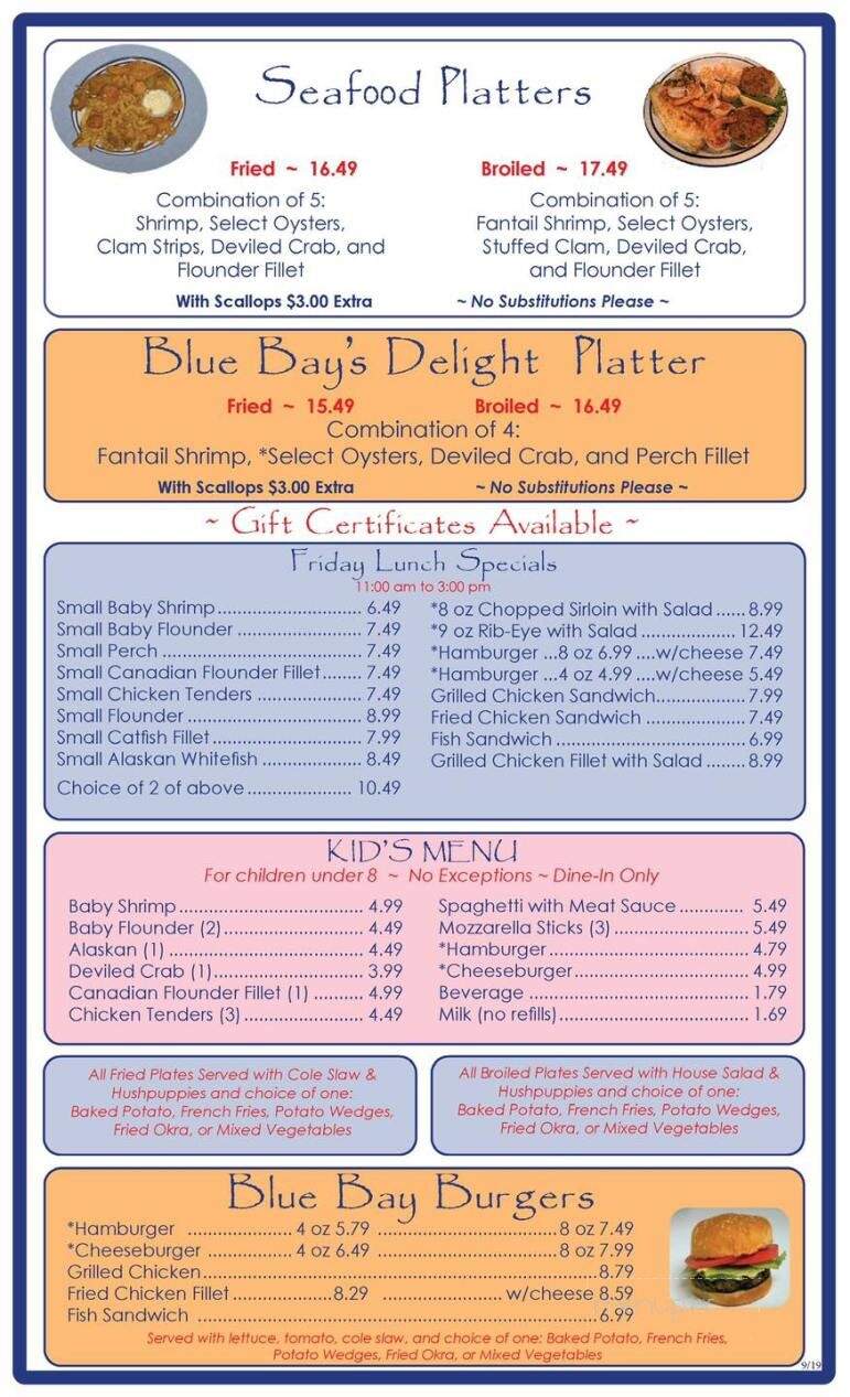 Blue Bay Seafood Restaurant - Salisbury, NC menu_pic