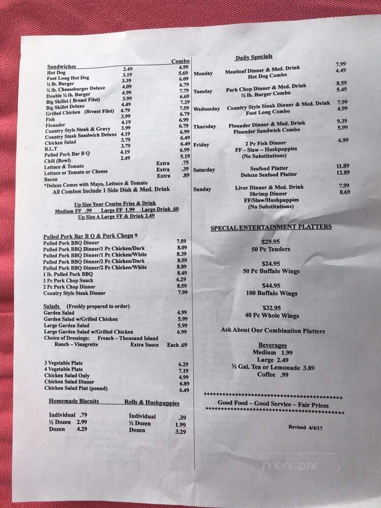 Golden Skillet - Henderson, NC menu_pic